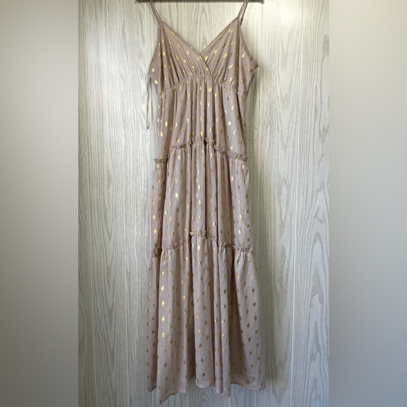 Altar'd State Gold Polka Dot Maxi Dress Size M EUC - Picture 1 of 3